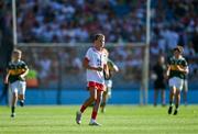 12 July 2025; Edwin Tynan, Church Hill National School, Cuffesgrange, Kilkenny, representing Tyrone, during the GAA INTO Cumann na mBunscol Respect Exhibition Go Games match at the GAA Football All-Ireland Senior Championship semi-final match between Kerry and Tyrone at Croke Park in Dublin. Photo by Ray McManus/Sportsfile