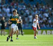 12 July 2025; Jamie Hoey, Scoil Eoin Phoil, Tullamore, Offaly, representing Kerry, during the GAA INTO Cumann na mBunscol Respect Exhibition Go Games match at the GAA Football All-Ireland Senior Championship semi-final match between Kerry and Tyrone at Croke Park in Dublin. Photo by Ray McManus/Sportsfile