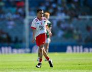 12 July 2025; Harry McVeigh, Bunscoil Bheanna Boirche, Castlewellan, Down, representing Tyrone, during the GAA INTO Cumann na mBunscol Respect Exhibition Go Games match at the GAA Football All-Ireland Senior Championship semi-final match between Kerry and Tyrone at Croke Park in Dublin. Photo by Ray McManus/Sportsfile