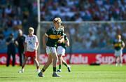 12 July 2025; Adam Kelly, St Kieran's National School, Clonmacnois, Offaly, representing Kerry, during the GAA INTO Cumann na mBunscol Respect Exhibition Go Games match at the GAA Football All-Ireland Senior Championship semi-final match between Kerry and Tyrone at Croke Park in Dublin. Photo by Ray McManus/Sportsfile