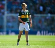 12 July 2025; Adam Kelly, St Kieran's National School, Clonmacnois, Offaly, representing Kerry, during the GAA INTO Cumann na mBunscol Respect Exhibition Go Games match at the GAA Football All-Ireland Senior Championship semi-final match between Kerry and Tyrone at Croke Park in Dublin. Photo by Ray McManus/Sportsfile