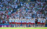 12 July 2025; Tyrone players before the GAA Football All-Ireland Senior Championship semi-final match between Kerry and Tyrone at Croke Park in Dublin. Photo by Seb Daly/Sportsfile