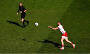 12 July 2025; Mattie Donnelly of Tyrone and referee Joe McQuillan during the GAA Football All-Ireland Senior Championship semi-final match between Kerry and Tyrone at Croke Park in Dublin. Photo by Ramsey Cardy/Sportsfile