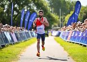 13 July 2025; Hugh Armstrong of Ballina AC, Mayo, on his way to finishing second in the men's 2025 Irish Life Dublin Race Series – Fingal 10km which took place on Sunday, 13th July at Swords in Dublin. Photo by Sam Barnes/Sportsfile