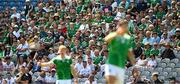 12 July 2025; Limerick and Kildare supporters during the Tailteann Cup final match between Kildare and Limerick at Croke Park in Dublin. Photo by Ray McManus/Sportsfile