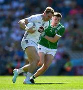12 July 2025; Daniel Flynn of Kildare in action against Jason Hassett of Limerick during the Tailteann Cup final match between Kildare and Limerick at Croke Park in Dublin. Photo by Ray McManus/Sportsfile