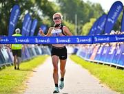 13 July 2025; Ann-Marie McGlynn of Letterkenny AC, Donegal, celebrates winning the women's 2025 Irish Life Dublin Race Series – Fingal 10km which took place on Sunday, 13th July at Swords in Dublin. Photo by Sam Barnes/Sportsfile