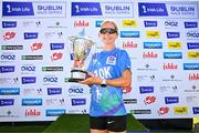 13 July 2025; Ann-Marie McGlynn of Letterkenny AC, Donegal, with the trophy after winning the women's 2025 Irish Life Dublin Race Series – Fingal 10km which took place on Sunday, 13th July at Swords in Dublin. Photo by Sam Barnes/Sportsfile