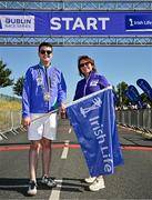 13 July 2025; Councillor for Swords Luke Corkery and Irish Life Senior Manager Corporate Reputation & Sponsorship Siobhan Kelly before the 2025 Irish Life Dublin Race Series – Fingal 10km which took place on Sunday, 13th July at Swords in Dublin. Photo by Sam Barnes/Sportsfile