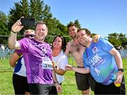 13 July 2025; Barry Jones takes a selfie with friends and family after the 2025 Irish Life Dublin Race Series – Fingal 10km which took place on Sunday, 13th July at Swords in Dublin. Photo by Sam Barnes/Sportsfile