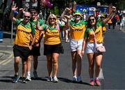 13 July 2025; Donegal supporters arrive for the GAA Football All-Ireland Senior Championship semi-final match between Meath and Donegal at Croke Park in Dublin. Photo by Ray McManus/Sportsfile