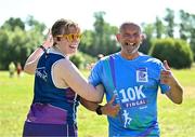 13 July 2025; Lorraine Remond and Johnny Glynn after the 2025 Irish Life Dublin Race Series – Fingal 10km which took place on Sunday, 13th July at Swords in Dublin. Photo by Sam Barnes/Sportsfile