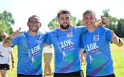 13 July 2025; Kelley Donnelly, Lee Jones and Damien Redmond with their finishers t-shirts after the 2025 Irish Life Dublin Race Series – Fingal 10km which took place on Sunday, 13th July at Swords in Dublin. Photo by Sam Barnes/Sportsfile