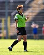 13 July 2025; Referee Angela Gallagher during the TG4 All-Ireland Ladies Football Junior Championship semi-final match between Louth and Longford at St Tiernach’s Park in Clones, Monaghan. Photo by Ben McShane/Sportsfile