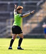 13 July 2025; Referee Angela Gallagher during the TG4 All-Ireland Ladies Football Junior Championship semi-final match between Louth and Longford at St Tiernach’s Park in Clones, Monaghan. Photo by Ben McShane/Sportsfile