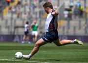13 July 2025; Brian Coughlan of New York shoots to score a point during the GAA Football All-Ireland Junior Championship final match between New York and London at Croke Park in Dublin. Photo by John Sheridan/Sportsfile