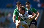 13 July 2025; Jack Healy of New York in action against Patrick O'Connor of London during the GAA Football All-Ireland Junior Championship final match between New York and London at Croke Park in Dublin. Photo by Ray McManus/Sportsfile