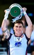 13 July 2025;  New York captain Conor Mathers lifts the cup after his side's victory in the GAA Football All-Ireland Junior Championship final match between New York and London at Croke Park in Dublin. Photo by Piaras Ó Mídheach/Sportsfile