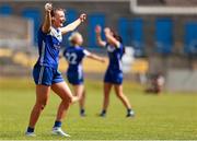 13 July 2025; Fiona Dooley of Laois celebrates after her side's victory in the TG4 All-Ireland Ladies Football Intermediate Championship semi-final match between Laois and Monaghan at Glennon Brothers Pearse Park in Longford. Photo by Thomas Flinkow/Sportsfile