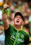 13 July 2025; A Meath supporter reacts during the GAA Football All-Ireland Senior Championship semi-final match between Meath and Donegal at Croke Park in Dublin. Photo by Seb Daly/Sportsfile