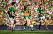 13 July 2025; Ciaran Moore of Donegal scores his side's second goal during the GAA Football All-Ireland Senior Championship semi-final match between Meath and Donegal at Croke Park in Dublin. Photo by Seb Daly/Sportsfile