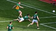 13 July 2025; Oisin Gallen of Donegal scores his side's first goal during the GAA Football All-Ireland Senior Championship semi-final match between Meath and Donegal at Croke Park in Dublin. Photo by Daire Brennan/Sportsfile