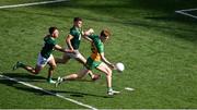 13 July 2025; Ciaran Moore of Donegal scores his side's second goal during the GAA Football All-Ireland Senior Championship semi-final match between Meath and Donegal at Croke Park in Dublin. Photo by Daire Brennan/Sportsfile