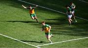 13 July 2025; Ciaran Moore of Donegal celebrates after scoring his side's second goal during the GAA Football All-Ireland Senior Championship semi-final match between Meath and Donegal at Croke Park in Dublin. Photo by Daire Brennan/Sportsfile