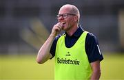 13 July 2025; Antrim manager Chris Scullion reacts late on during the TG4 All-Ireland Ladies Football Junior Championship semi-final match between Antrim and Sligo at St Tiernach’s Park in Clones, Monaghan. Photo by Ben McShane/Sportsfile