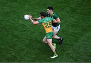 13 July 2025; Dáire Ó Baoill of Donegal in action against Eoin Harkin of Meath during the GAA Football All-Ireland Senior Championship semi-final match between Meath and Donegal at Croke Park in Dublin. Photo by Daire Brennan/Sportsfile