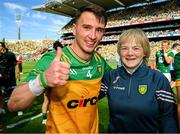 13 July 2025; Peadar Mogan and the Donegal GAA Secretary Mary Kelly celebrate after the GAA Football All-Ireland Senior Championship semi-final match between Meath and Donegal at Croke Park in Dublin. Photo by Ray McManus/Sportsfile