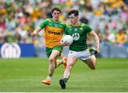 13 July 2025; Eoin Harkin of Meath in action against Finnbarr Roarty of Donegal during the GAA Football All-Ireland Senior Championship semi-final match between Meath and Donegal at Croke Park in Dublin. Photo by John Sheridan/Sportsfile