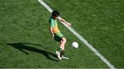 13 July 2025; Theodore O'Brien, Maree National School, Oranmore, Galway, representing Donegal, during the GAA INTO Cumann na mBunscol Respect Exhibition Go Games match between Meath and Donegal at the GAA Football All-Ireland Senior Championship semi-final match between Meath and Donegal at Croke Park in Dublin. Photo by Daire Brennan/Sportsfile