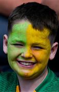 13 July 2025; Eight year old Donegal supporter Oran McFadden, from Falcarragh, before the GAA Football All-Ireland Senior Championship semi-final match between Meath and Donegal at Croke Park in Dublin. Photo by Ray McManus/Sportsfile