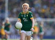 13 July 2025; Leah Ramsbottom, Timahoe National School, Timahoe, Laois, representing Meath, during the GAA INTO Cumann na mBunscol Respect Exhibition Go Games match at the GAA Football All-Ireland Senior Championship semi-final match between Meath and Donegal at Croke Park in Dublin. Photo by Ray McManus/Sportsfile