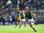 13 July 2025; Eva O'Connor, St Senan's National School, Cloghroe, Cork, representing Meath, during the GAA INTO Cumann na mBunscol Respect Exhibition Go Games match at the GAA Football All-Ireland Senior Championship semi-final match between Meath and Donegal at Croke Park in Dublin. Photo by Ray McManus/Sportsfile