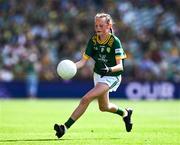 13 July 2025; Eva O'Connor, St Senan's National School, Cloghroe, Cork, representing Meath, during the GAA INTO Cumann na mBunscol Respect Exhibition Go Games match at the GAA Football All-Ireland Senior Championship semi-final match between Meath and Donegal at Croke Park in Dublin. Photo by Ray McManus/Sportsfile