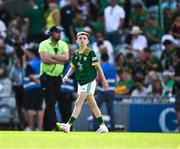 13 July 2025; Conor Doherty, Barraduff National School, Barrafuff, Kerry, representing Meath, during the GAA INTO Cumann na mBunscol Respect Exhibition Go Games match at the GAA Football All-Ireland Senior Championship semi-final match between Meath and Donegal at Croke Park in Dublin. Photo by Ray McManus/Sportsfile