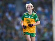 13 July 2025; Síne Nic Giolla Chomhaill, Gaelscoil Ultain, Baile Mhuineacháin, Mhuineacháin, ag déanamh ionadaíochta ar Dhún na nGall during the GAA INTO Cumann na mBunscol Respect Exhibition Go Games match at the GAA Football All-Ireland Senior Championship semi-final match between Meath and Donegal at Croke Park in Dublin. Photo by Ray McManus/Sportsfile