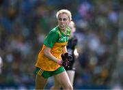 13 July 2025; Síne Nic Giolla Chomhaill, Gaelscoil Ultain, Baile Mhuineacháin, Mhuineacháin, ag déanamh ionadaíochta ar Dhún na nGall during the GAA INTO Cumann na mBunscol Respect Exhibition Go Games match at the GAA Football All-Ireland Senior Championship semi-final match between Meath and Donegal at Croke Park in Dublin. Photo by Ray McManus/Sportsfile