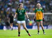 13 July 2025; Millie-Mae O'Meara, Moycarkey National School, Thurles, Tipperary, representing Meath, during the GAA INTO Cumann na mBunscol Respect Exhibition Go Games match at the GAA Football All-Ireland Senior Championship semi-final match between Meath and Donegal at Croke Park in Dublin. Photo by Ray McManus/Sportsfile