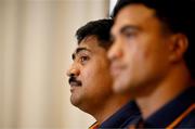 14 July 2025; Will Skelton, left, and Joseph-Aukuso Suaalii during an Australia media conference at the Amora Hotel Brisbane, Australia. Photo by Brendan Moran/Sportsfile