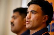 14 July 2025; Joseph-Aukuso Suaalii, right, and Will Skelton during an Australia media conference at the Amora Hotel Brisbane, Australia. Photo by Brendan Moran/Sportsfile