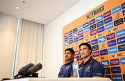 14 July 2025; Joseph-Aukuso Suaalii, right, and Will Skelton during an Australia media conference at the Amora Hotel Brisbane, Australia. Photo by Brendan Moran/Sportsfile
