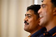14 July 2025; Will Skelton, left, and Joseph-Aukuso Suaalii during an Australia media conference at the Amora Hotel Brisbane, Australia. Photo by Brendan Moran/Sportsfile