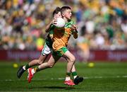13 July 2025; Jack Dowds, Glenswilly National School, Glenswilly, Donegal, representing Donegal, during the GAA INTO Cumann na mBunscol Respect Exhibition Go Games match at the GAA Football All-Ireland Senior Championship semi-final match between Meath and Donegal at Croke Park in Dublin. Photo by Seb Daly/Sportsfile