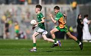 13 July 2025; Daniel Curran, Mayo National School, Crettyard, Laois, representing Meath, during the GAA INTO Cumann na mBunscol Respect Exhibition Go Games match at the GAA Football All-Ireland Senior Championship semi-final match between Meath and Donegal at Croke Park in Dublin. Photo by Seb Daly/Sportsfile