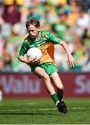 13 July 2025; Daniel Gallagher, The Quay National School, Ballina, Mayo, representing Donegal, during the GAA INTO Cumann na mBunscol Respect Exhibition Go Games match at the GAA Football All-Ireland Senior Championship semi-final match between Meath and Donegal at Croke Park in Dublin. Photo by Seb Daly/Sportsfile