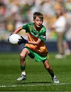 13 July 2025; Oisin Carr, St Francis National School, Barnesmore, Donegal, representing Donegal, during the GAA INTO Cumann na mBunscol Respect Exhibition Go Games match at the GAA Football All-Ireland Senior Championship semi-final match between Meath and Donegal at Croke Park in Dublin. Photo by Seb Daly/Sportsfile