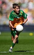 13 July 2025; Oisin Carr, St Francis National School, Barnesmore, Donegal, representing Donegal, during the GAA INTO Cumann na mBunscol Respect Exhibition Go Games match at the GAA Football All-Ireland Senior Championship semi-final match between Meath and Donegal at Croke Park in Dublin. Photo by Seb Daly/Sportsfile